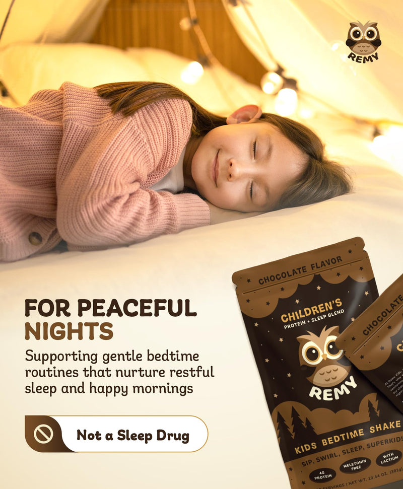 Remy Protein Drink Mix for Kids - Nutritious & Delicious Powdered Chocolate Sleep Aid Shake - Supports Healthy Growth, Easy-to-Mix - Non-GMO Balanced Daily Nutrition Drink