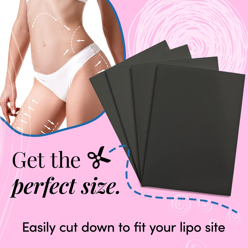 IMPRESA Black Liposuction Foam Pads - 4-Pack, Adhesive Medical Foam Padding for Post-Surgery & Post-Liposuction Compression Garments, Tummy Tuck Recovery 4 Pack