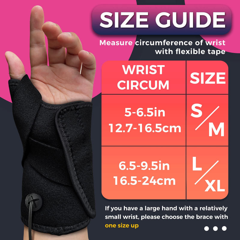 [Australia] - Hand Heating Pad for CMC Joint Thumb Arthritis, Heated Wrap Brace Splint Provides Support and Compression for Right Left Hand. Helps Men Women with Carpal Tunnel Relief, Wrist Pain, Tendonitis L/XL Black 
