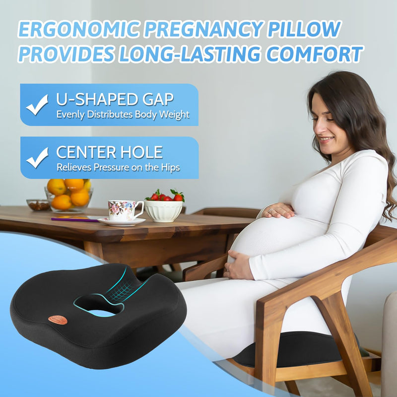 [Australia] - Donut Pillow, Hemorrhoid Pillow for Sitting, Donut Pillow for Tailbone Pain Relief Cushion, Two Humps Hip Comfortable Design, Doughnut Pillow, Butt Pillows for Postpartum Pregnancy, L Size-Black Donut Pillow L Size-Black 