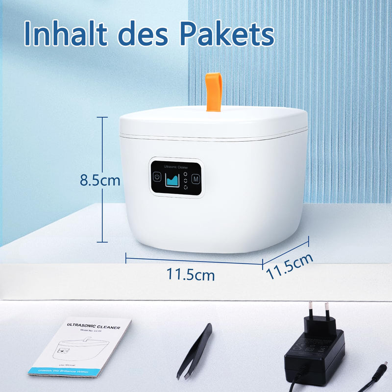 [Australia] - Livofloral UV Ultrasonic Cleaner for Dentures, UV Ultrasonic Cleaner 45kHz / 255ML / 3 Time Function Portable Ultrasonic Device for Dentures Jewelry Toothbrush Head Aligner Retainer, White White 255 ml 
