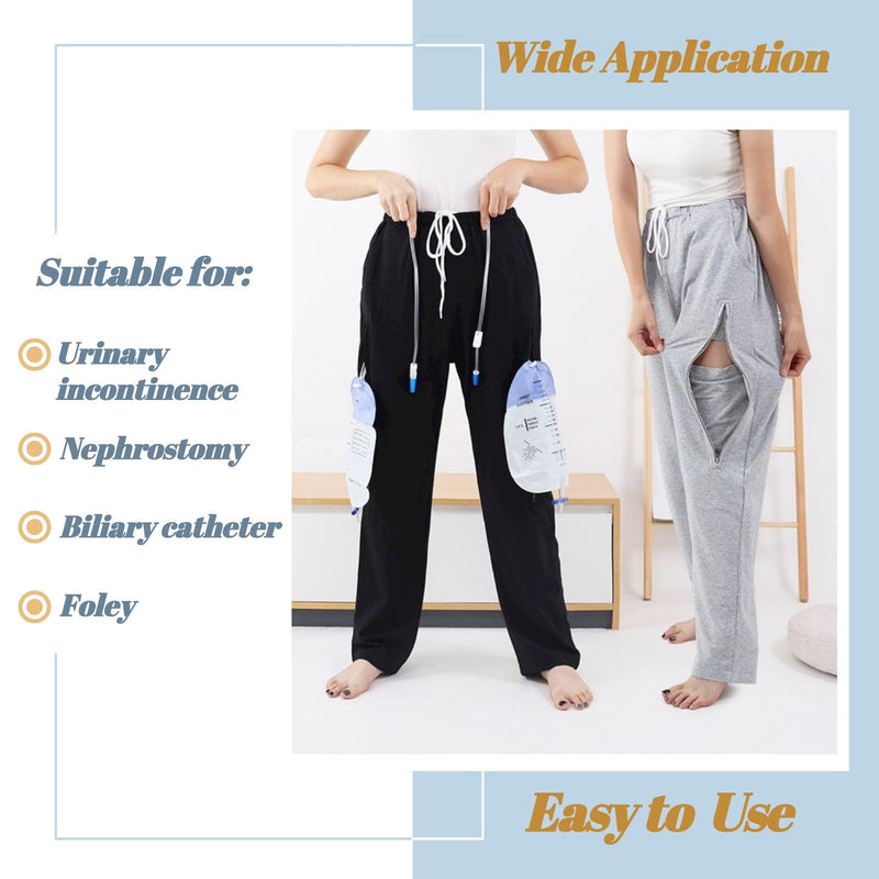 [Australia] - Catheter Leg Bag Pants, Urine Bag Holder Pants for Men/Women Large Black 