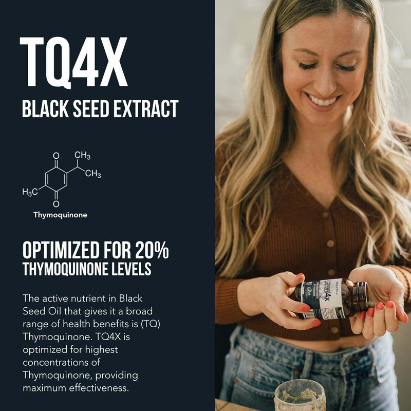[Australia] - 20% Thymoquinone Black Seed Oil Extract Capsules - TQ-Advanced 4X®: Highest Thymoquinone Concentration Available - 60:1 Concentrate from Nigella Sativa, Raw Form, Vegan, Glass Bottle (60 Capsules) 50 MG (TQ) 