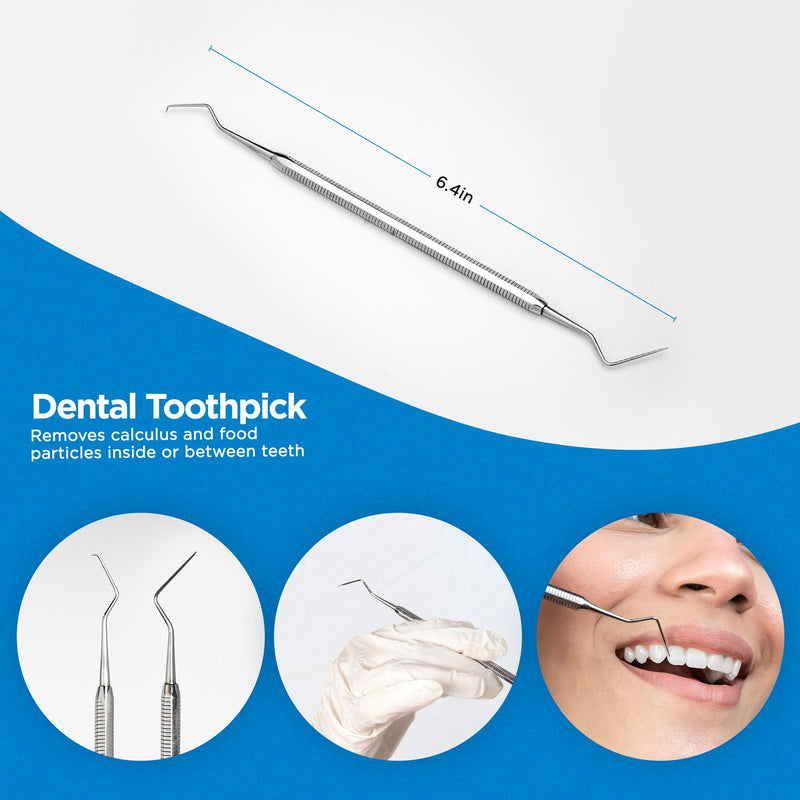 [Australia] - 4tified Dental Tools Hygiene Kit 4 PCS French Stainless Steel Professional Teeth Cleaning Home Use Plaque Calculus Removal Tartar Scraper Scaler Fogless Mirror Dental Pick Vegan Leather case 
