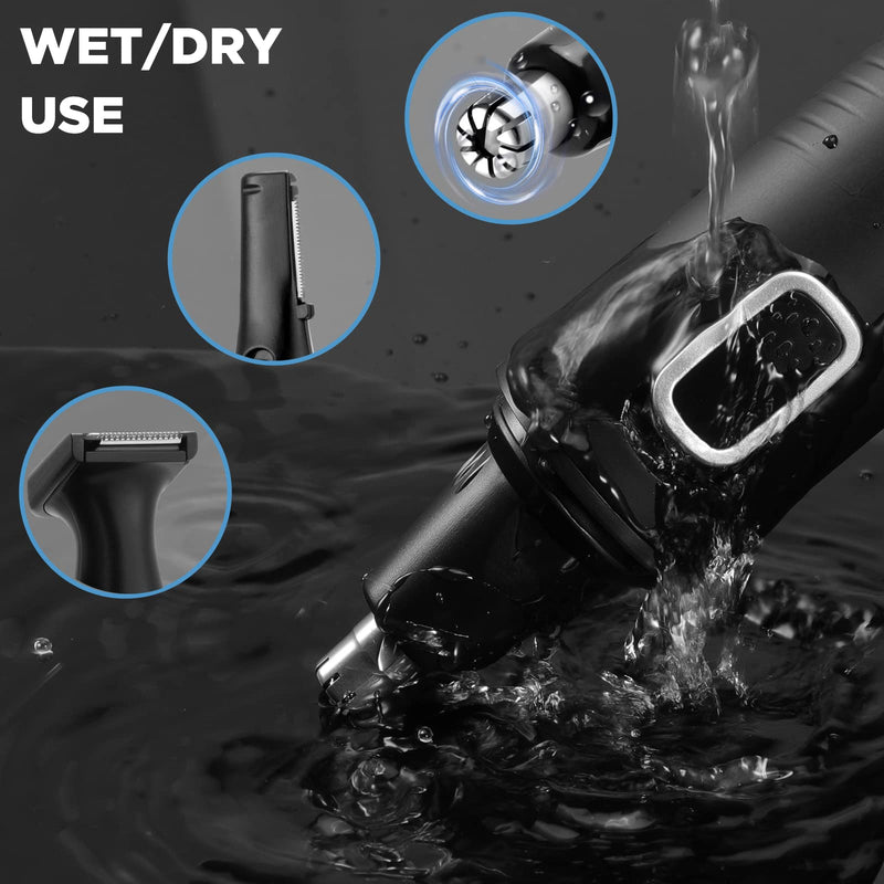 [Australia] - Men's Nose Hair Trimmer, 4 in 1 Rechargeable Nose Hair Trimmer and Ear Hair Trimmer for Men and Women with USB Type-C Cable, IPX7 Waterproof, Dual Blades, Easy Cleaning, Black 