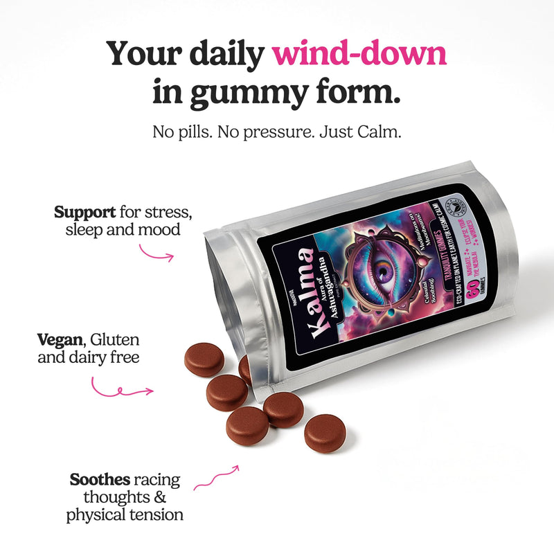 Kalma Ashwagandha Gummies, 3000mg Helps Reduce Stress, Boost Focus and Improve Sleep, Ashwagandha Root Extract Supplement, Natural Ingredients, Vegan, Gluten-Free Apple Flavour 60 Gummies