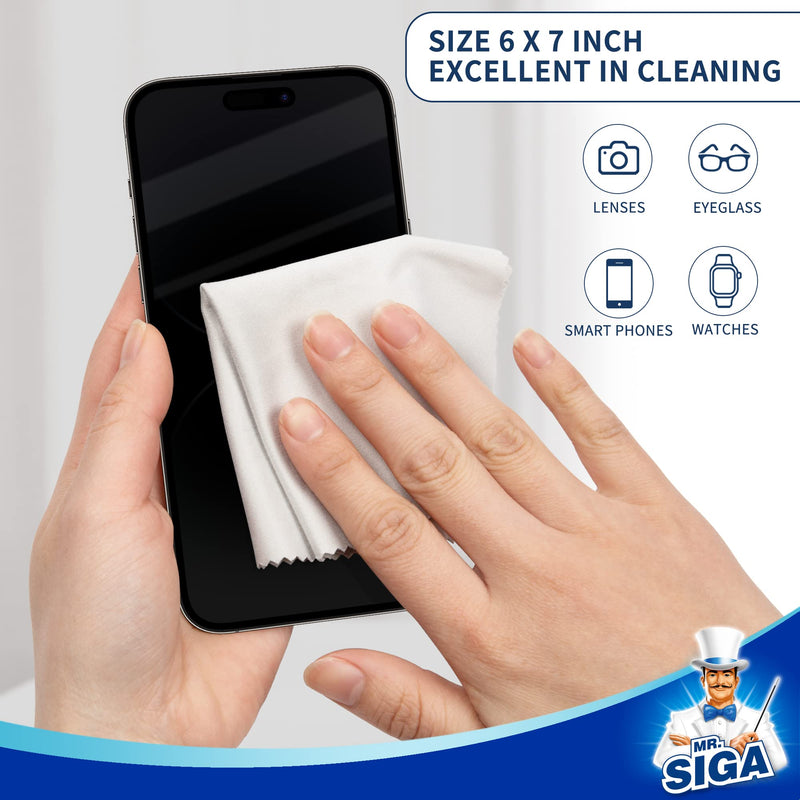 [Australia] - MR.SIGA High quality microfiber cleaning cloths glasses cleaning cloth for glasses, screens, tablets, glasses, 3 pieces in navy blue with 40.6 x 40.6 cm, 3 pieces in gray with 15.2 x 17.8 cm 
