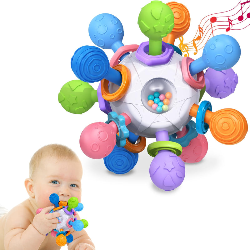[Australia] - Baby Teething Toys for 0-6 6-12 Months Ages 0-2, Tummy Time Montessori Toys for Babies 0 3 6 9 12 18 Months, Newborn Infant Sensory Toys, Baby Shower Gifts for Boys Girls White 
