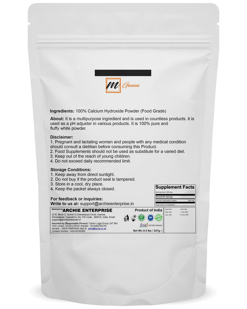 100% Natural Calcium Hydroxide Powder 227 GMS / 0.5 LBS for Creams, Lotions and Cosmetic Formulations
