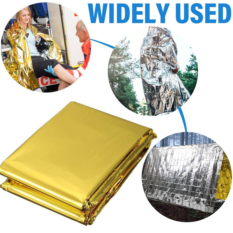 [Australia] - SIRLOMU Pack of 2 Extra Strong Rescue Blanket Rescue Foil Emergency Blanket First Aid Blanket for First Aid Hiking & Camping and Outdoor (210 x 160 cm) (Gold Silver) 