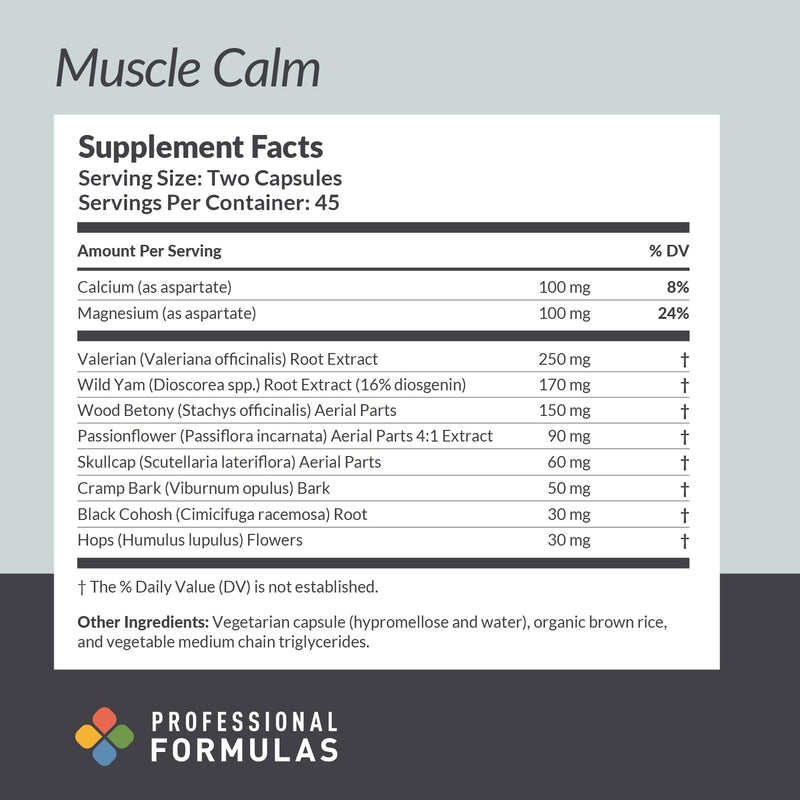 [Australia] - Professional Formulas Muscle Calm ‚Äì Botanical and Mineral Support for Muscle Relaxation, Nervous System Balance & Physical Recovery ‚Äì 90 Capsules 