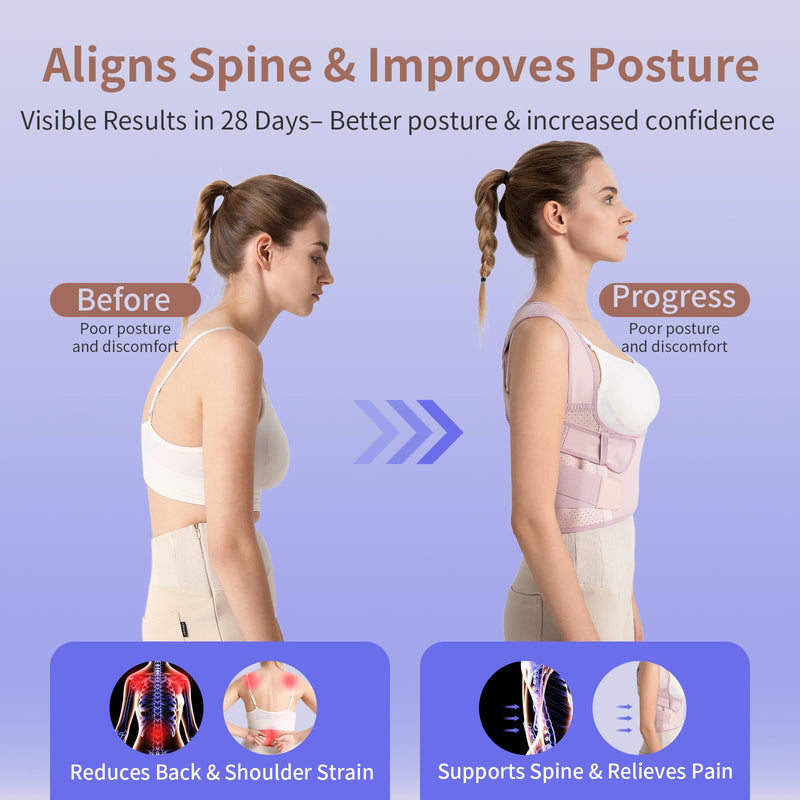 [Australia] - Posture Corrector for Women ‚Äì 2-in-1 Back Brace with Shoulder Support, Adjustable Full Back Straightener for Upper & Lower Back Pain Relief, Hunchback, Scoliosis & Spine Alignment (M) Medium 