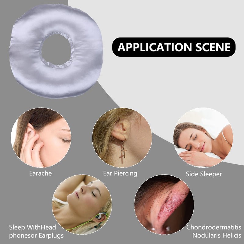 [Australia] - Donut Ear Piercing Pillow for Side Sleepers – Pain Relief, Earring Comfort, CNH Pillow with Ear Hole – Ideal for Side Sleeping with Pierced Ears (Gray) Gray 