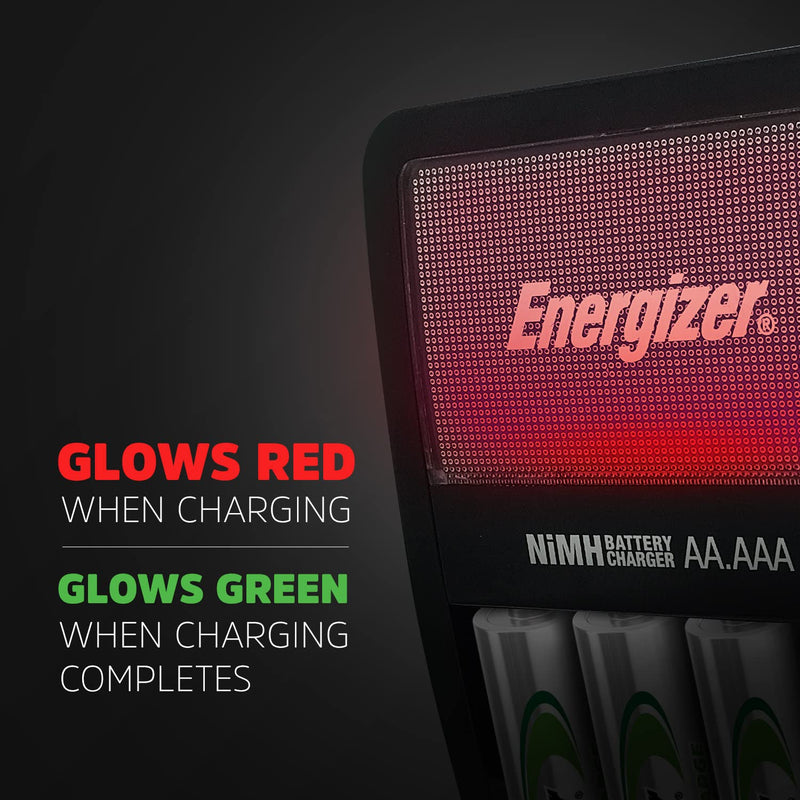 Energizer Rechargeable AA and AAA Battery Charger (Recharge Value) with 4 AA NiMH Rechargeable Batteries 1 COUNT