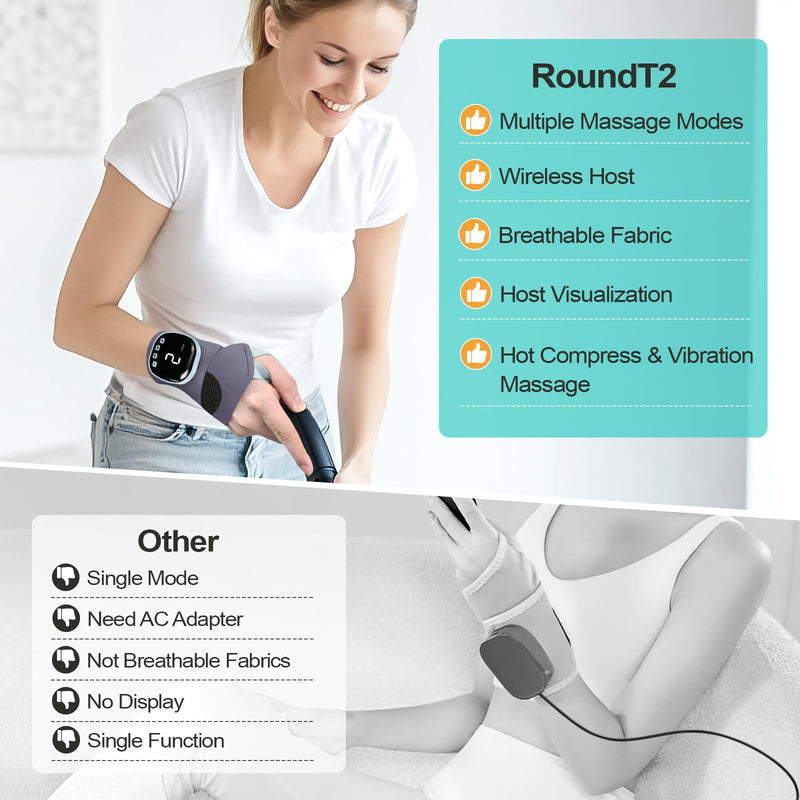 Electric Hand Massager with Heat, Cordless Wrist Heating Pad TES Muscle Stimulator for Pain Relief Therapy, Adjustable Length for Daily & Sports, Universal Left & Right Electric Hand Massager