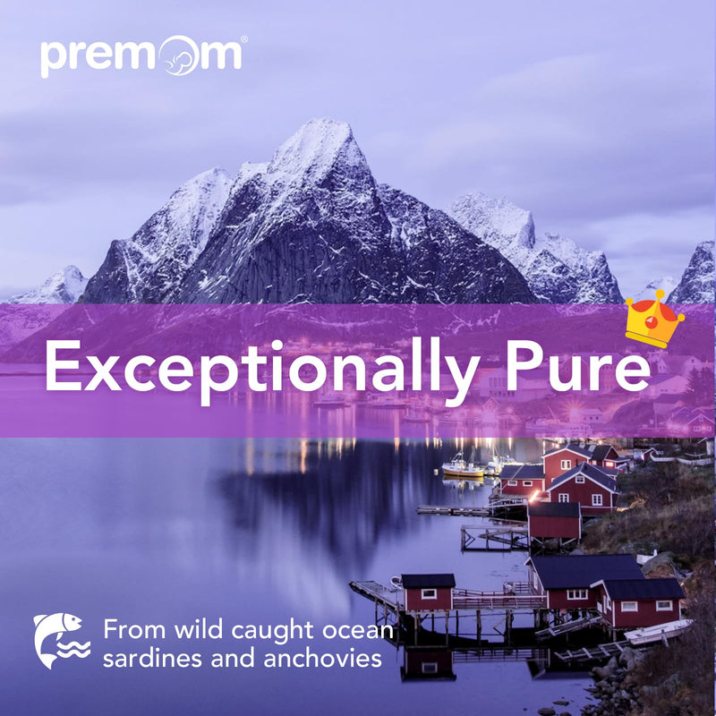 [Australia] - Premom Prenatal DHA Fish Oil: Triglyceride Omega 3 with 470mg DHA, 200mg EPA + 400 IU Vit D3 Supplement - Fertility Support for Women - Globally Sourced from Wild Caught Fish 