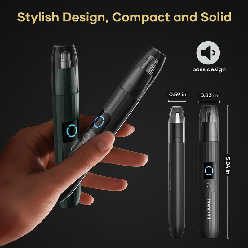 Rechargeable Nose Hair Trimmer for Men Women, Professional Painless Ear Eyebrow & Facial Hair Trimmer - 10,000 RPM Powerful Motor with Dual-Edge Blades, Wet/Dry, Easy to Clean Black