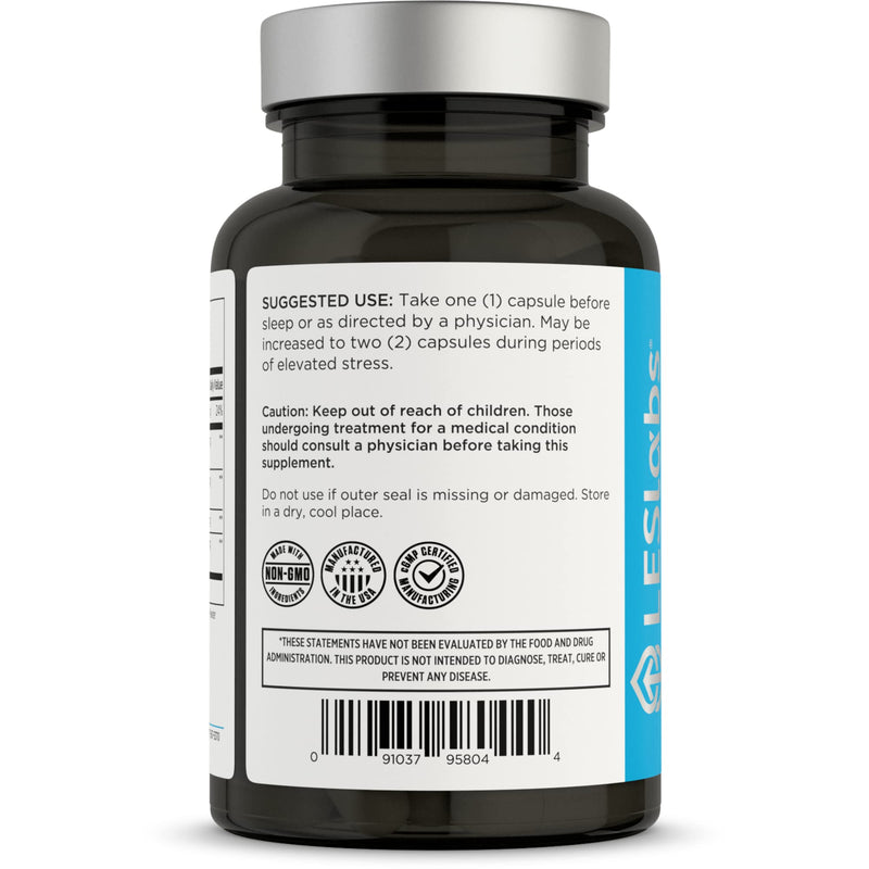 [Australia] - LES Labs Cortisol Health – Stress Relief, Balanced Cortisol Response, Relaxation & Deep Sleep – Phosphatidylserine, Magnesium, Magnolia Bark, Rhodiola Rosea & Ashwagandha – Non-GMO – 60 Capsules 