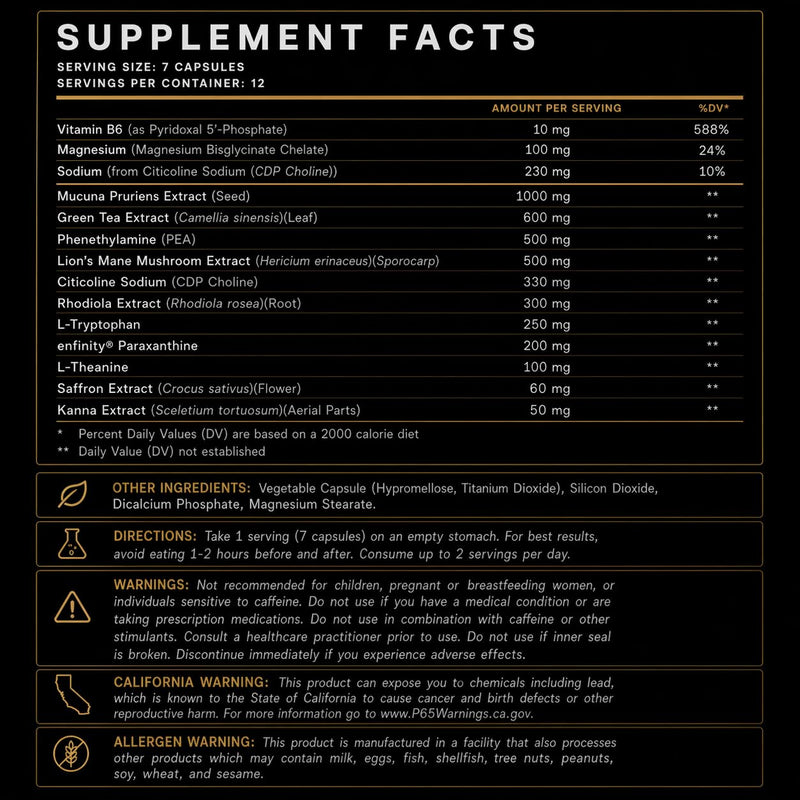 MAGNÄT Alcohol Alternative Nootropic Supplement for Mood, Focus & Relaxation – Social Performance Capsules, Caffeine Free, 12 Servings