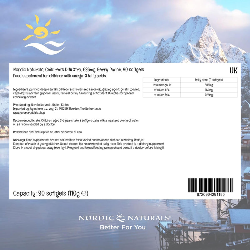 Nordic Naturals Omega 3 Children's DHA Xtra, 636mg Kids Omega 3 Fish Oil for Kids, with EPA and DHA, 90 Softgels, Lab-Tested, Vegetarian, SOYA Free, Gluten Free