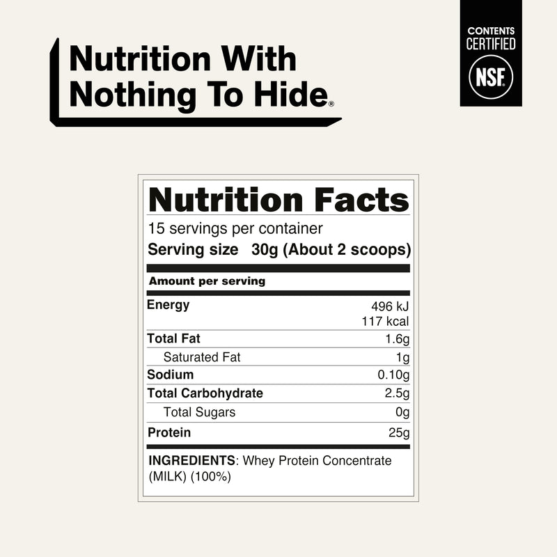 Naked Whey Protein Powder, Only 1 Ingredient, Grass Fed, Gluten Free, Soy Free, GMO Free, 25g Protein and 6g BCAAs per Scoop, Unflavoured, 12 Servings, 450g 450g (Pack of 1)