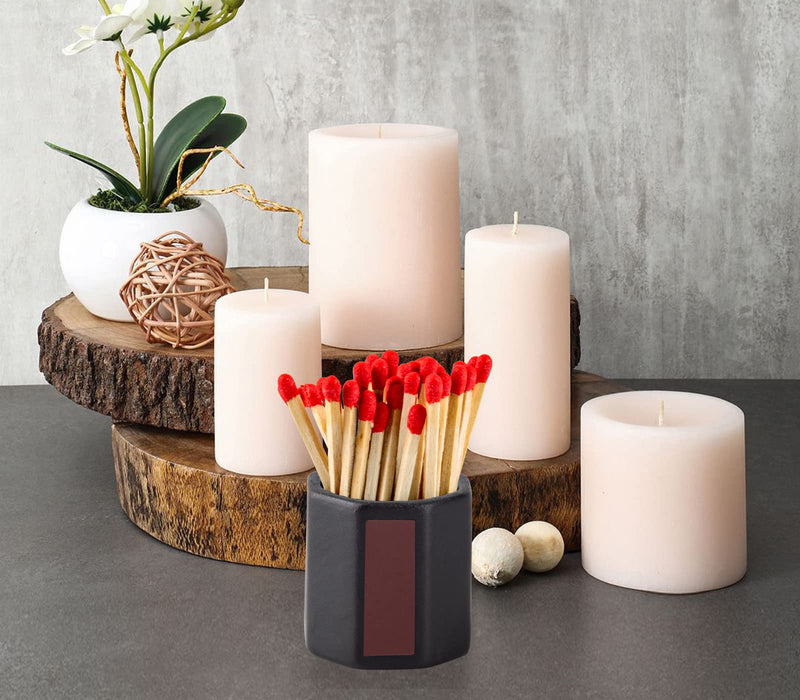 [Australia] - 2 Packs Match Holder With Striker Anise Match Striker For Decorative Black and White Matches For Candles Bathroom Matches In A Jar With Striker Match Cloche Matchstick Holder (Matches NOT Included) 