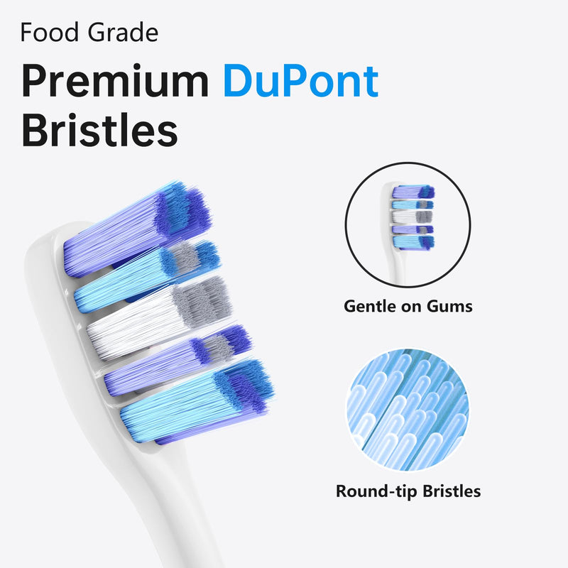 Replacement Electric Toothbrush Heads, 4 Pack for One Year of Use, Durable Brush Heads Refills, 10x Plaque Removal/Optimal Tooth Cleaning/Whitening (White, Medium) White