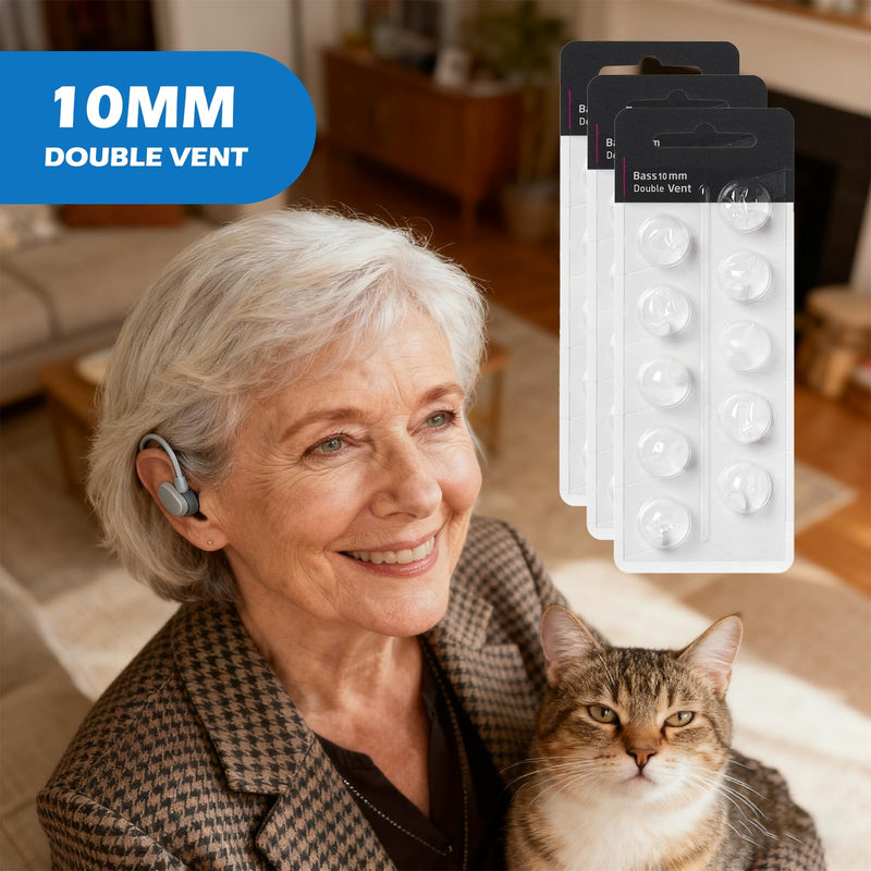 30Pcs Hearing Domes for Oticon Minifit Aid, Replacements 10mm Silicone Double Vent Accessories