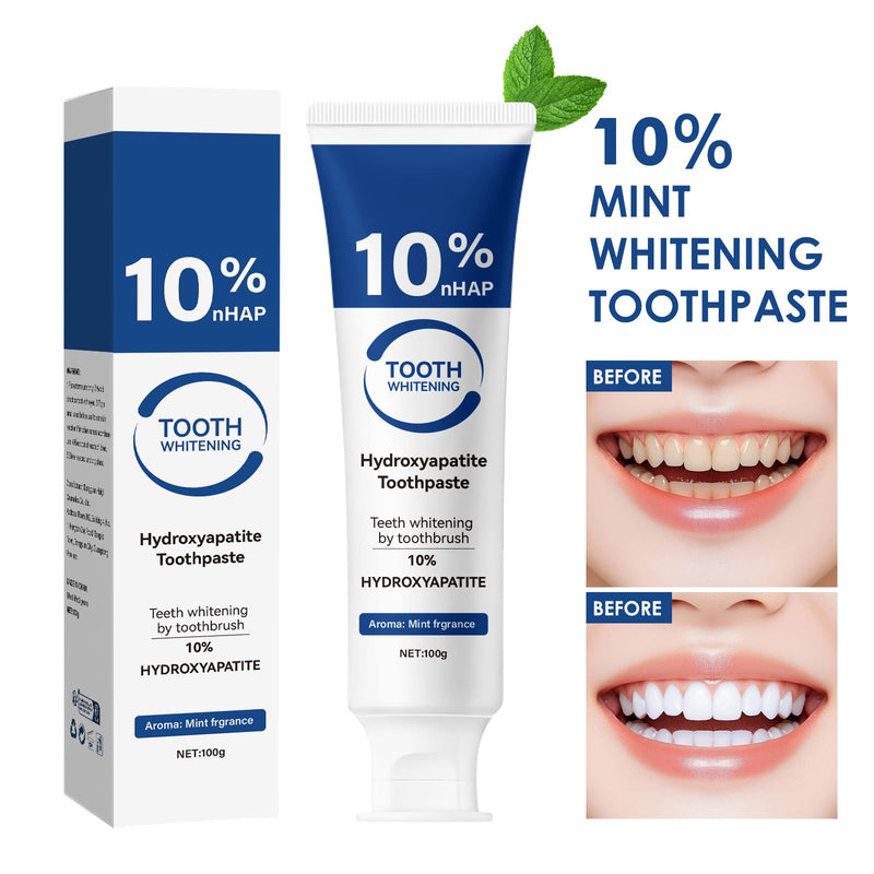 [Australia] - 10% Hydroxyapatite Toothpaste for Advanced Enamel Protection, Appropriate for Tooth Strengthening Sensitive Teeth, Gentle and Effective Formula, Fresh Mint Breath, Daily Use for Oral Care Health 