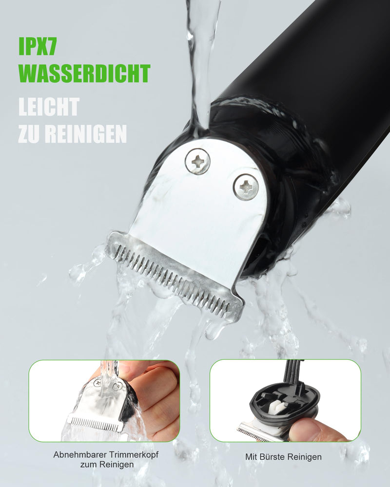 [Australia] - Men's Beard Trimmer, Men's Electric Shaver with Battery Indicator, All-in-1 Nose Hair Trimmer/Beard Trimmer/Trimmer/Hair Trimmer Men's 120 Min Runtime, Face Nose Body 23 Settings 0.8-12 mm, IPX7 Black 3 