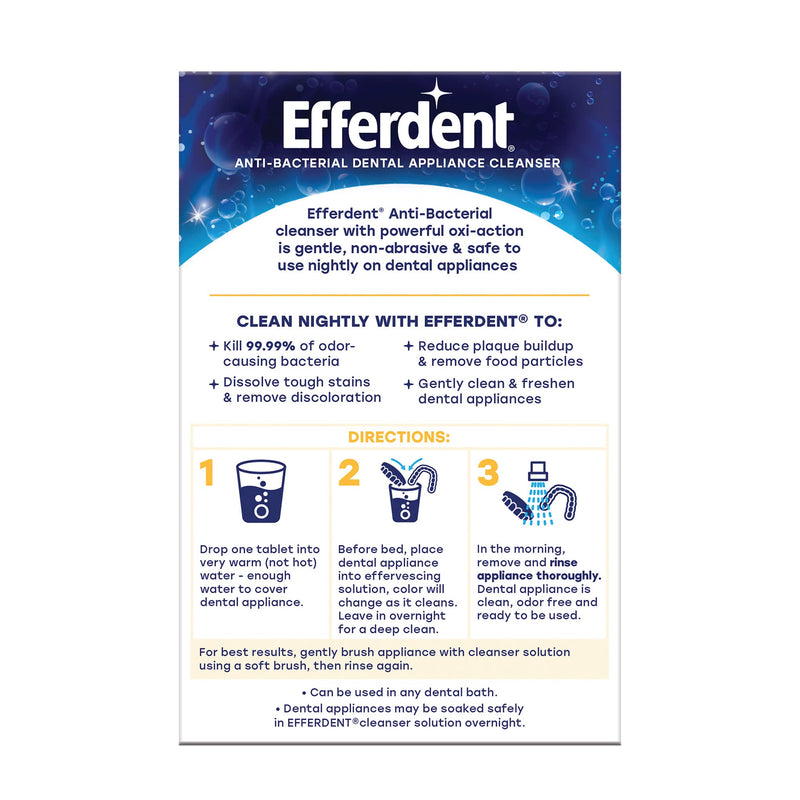 [Australia] - Efferdent Retainer Cleaning Tablets, Denture Cleaning Tablets for Dental Appliances, Overnight Whitening, 126 Count 126 Count (Pack of 1) PM 