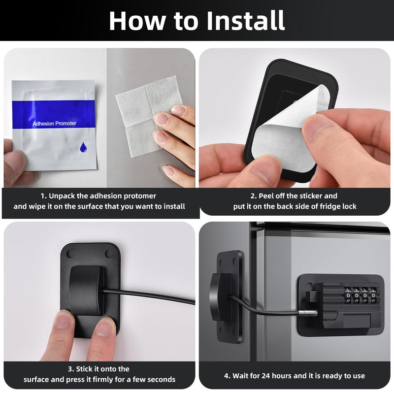 [Australia] - Fridge Lock, Upgraded Refrigerator Lock Combination, Freezer Lock for Upright Freezer, Cabinet Lock with Code for Child Safety, Refrigerator Lock for Kids, Black 