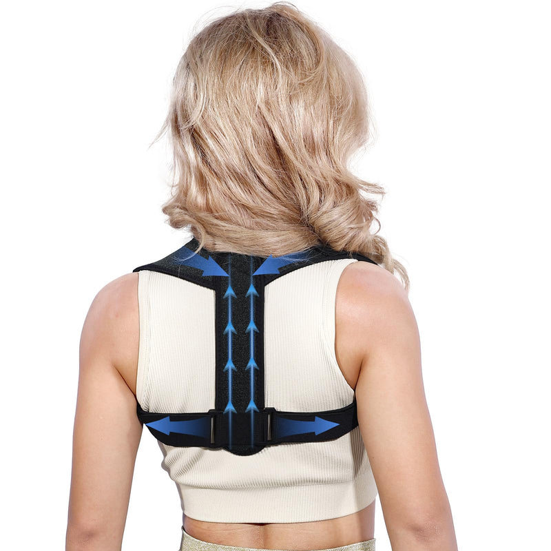 Posture Corrector for Women and Men, Adjustable Upper Back Brace, Spine Support Straightener, Neck, Shoulder, Back and Lumbar Pain Relief, Comfortable & Breathable Black 1