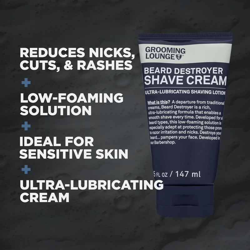 [Australia] - Grooming Lounge Beard Destroyer Shave Cream for Men - Bump, Irritation & Razor Burn Free Shaving Cream Sensitive Skin, Men Beard Care - Soft, Smooth, Easy Glide Low Shaving Foam Lather Formula, 3-Pack 