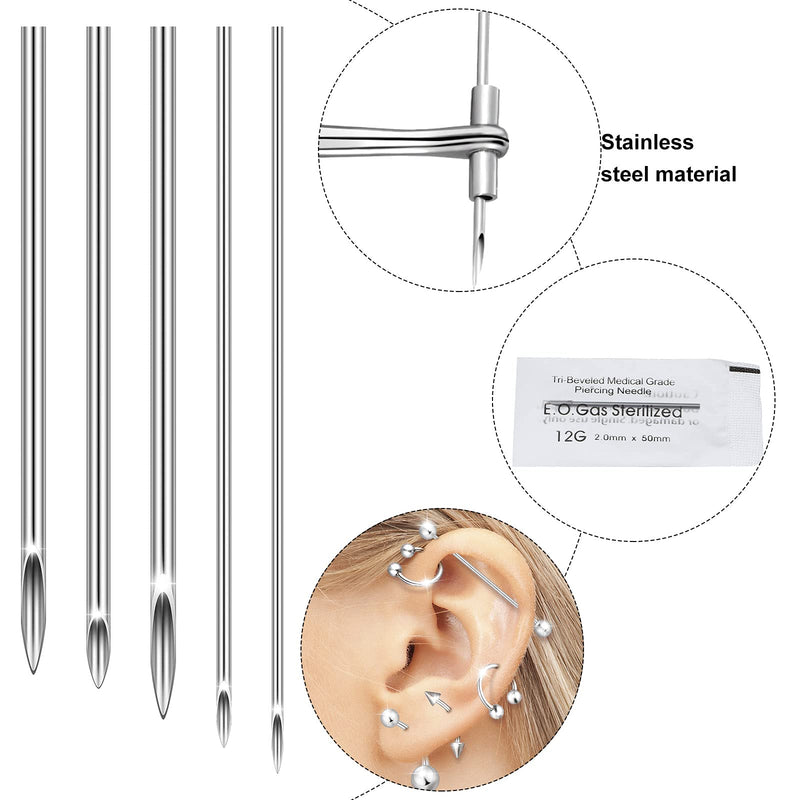 [Australia] - 41 Pieces Body Piercing Tool Kit Include Septum Forceps Clamp Pliers 20 Pcs 316L Stainless Steel Piercing Needles and 20 Pcs Nose Ring Hoop Jewelry for Ear Lip Belly Navel Tongue (Classic Style) 