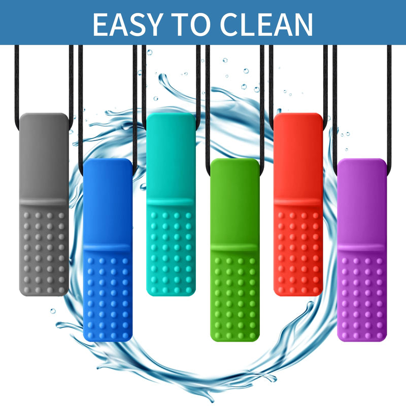 [Australia] - Chewy Necklaces for Sensory Kids, 6 Packs Silicone Teething Oral Motor Aids Necklace for Aggressive Chewers with Autism, ADHD, SPD, or Special Need 