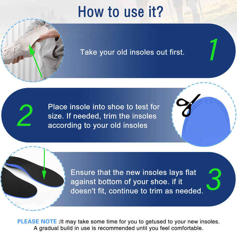 [Australia] - Orthopedic insoles, plantar fasciitis insoles, for flat feet, foot pain, heel spurs, shoe insoles orthopedic for men and women, cuttable size, M (EU M'S39-41/W'S41-43, 26.5cm-27.5cm) M (EU M'S39-41/W'S41-43) 26.5cm-27.5cm 