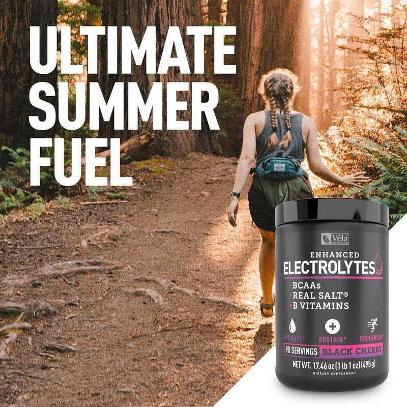 [Australia] - Enhanced Electrolyte Powder (Black Cherry| 90ct.) Sugar Free + BCAA, B-Vitamins & Real Salt® - Keto Electrolytes Drinks, Hydration Powder w Potassium, Sodium, Zinc, Magnesium for Hydration & Recovery Black Cherry - 90 Servings 