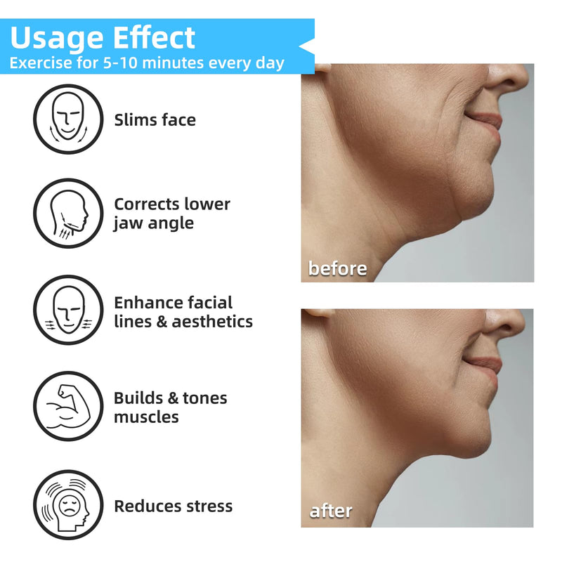 [Australia] - Jaw Exerciser for Men & Women - 4 Resistance Levels (8PCS) Silicone Jawline Exerciser Shaper Jaw Line Trainer Strengthener, Slim & Tone Your Face 