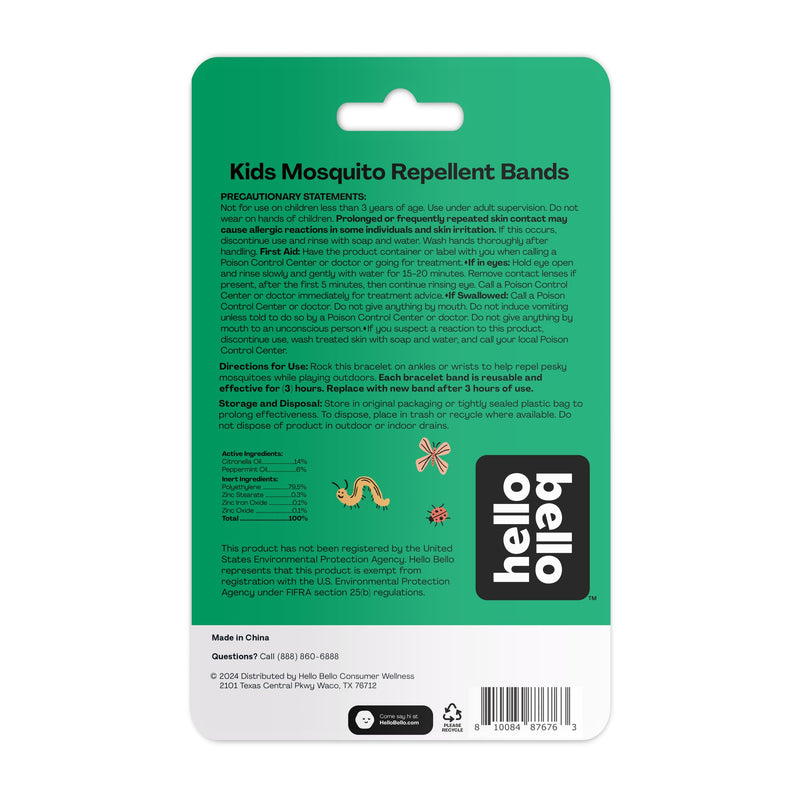 [Australia] - Hello Bello Kids Mosquito Repellent Bracelets, Made with Natural Citronella and Peppermint Oils, 5ct Bag 