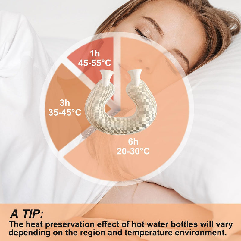 [Australia] - Hot water bottle neck, Vintoney 2L neck hot water bottle neck, shoulder & back pain neck pillow bed bottle ensures warmth comfort gift for women mother father with soft cover 2L capacity 