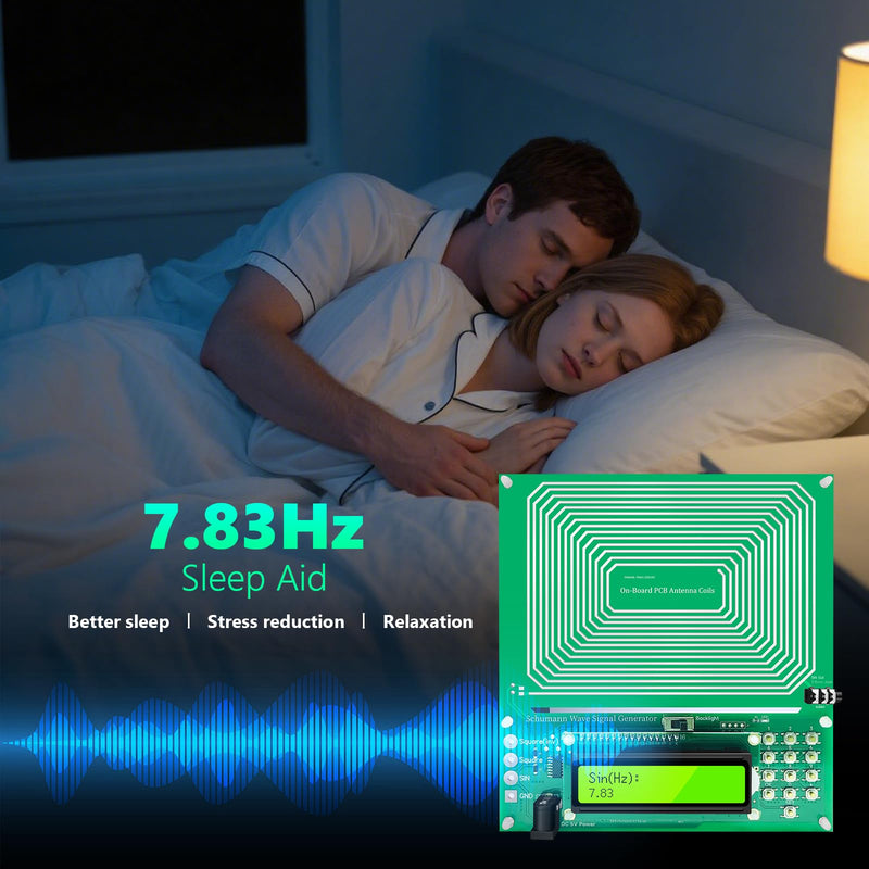 [Australia] - Adjustable Frequency Generator (0.01Hz-100KHz), 7.83Hz Schumann Resonance Generator with USB Cable and 3.5MM Audio Cable for Stress Relief, Improved Sleep, Meditation and Yoga Green 5.8 Inch 