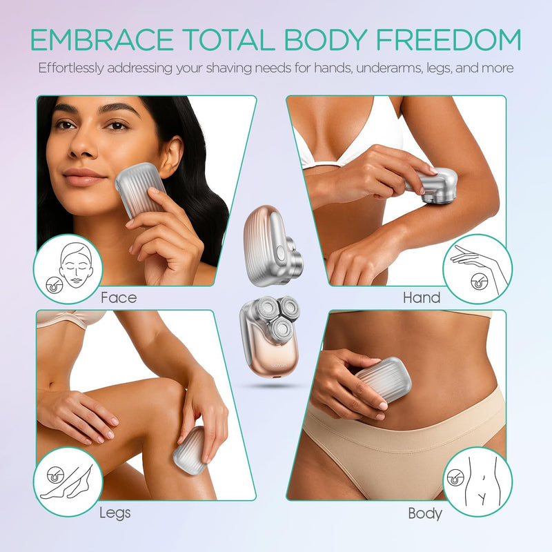 [Australia] - VOYOR Electric Razors for Women 3D Floating Blade Shaver for Women, Electric Shaver for Legs Bikini and Body Facial Hair Remover Women's Shavers Waterproof Women's Grooming ES310 (Gold) Gold 