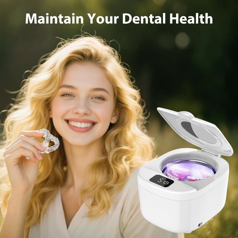 [Australia] - Ultrasonic Retainer Cleaner Machine - 45kHz for Dentures, Mouth Guards, Aligners, Dental Trays White 