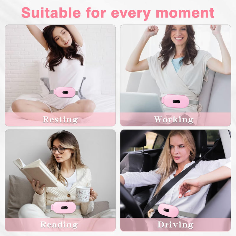 [Australia] - Heating Pads, Glyduny Period Cramp Massager Portable Cordless Heating Pad with 6 Heat Levels and 6 Massage Modes for Back Pain Relief Menstrual Heating Pad (Pink) Pink 