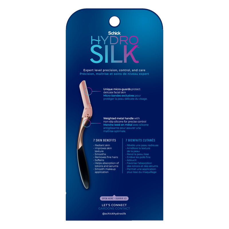 [Australia] - Schick Hydro Silk Dermaplaning Wand, Dermaplaning Tool for Face with 3 Refill Blades | Dermaplane Razor for Women Face, Dermaplane Tool, Eyebrow Razor, Face Razor, Facial Razor, Weighted Metal Handle Dermaplaing Razor +3 Refills 