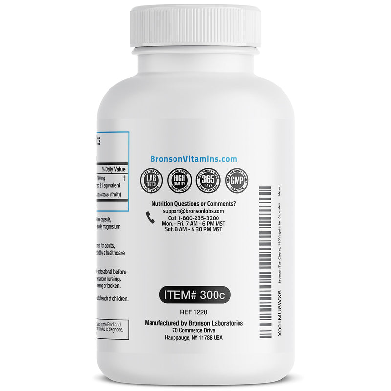 [Australia] - Bronson Tart Cherry Maximum Strength 7600 mg, 180 Vegetarian Capsules (90 Servings) 180 Count (Pack of 1) 