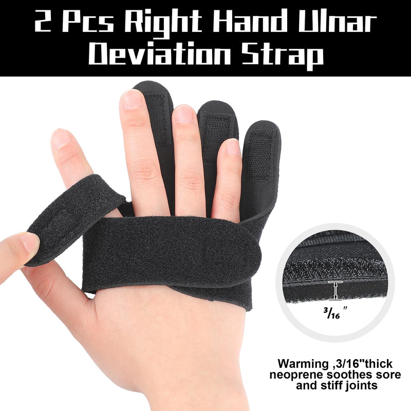 TrelaCo 2 Pcs Hand Ulnar Deviation Strap Right Drift Hand Splint Knuckle Splint MCP Knuckle Joint Finger Support Deviation Insert for Rheumatoid Arthritis Pain Tendonitis Sprains Strains (Large-Right) Large-Right