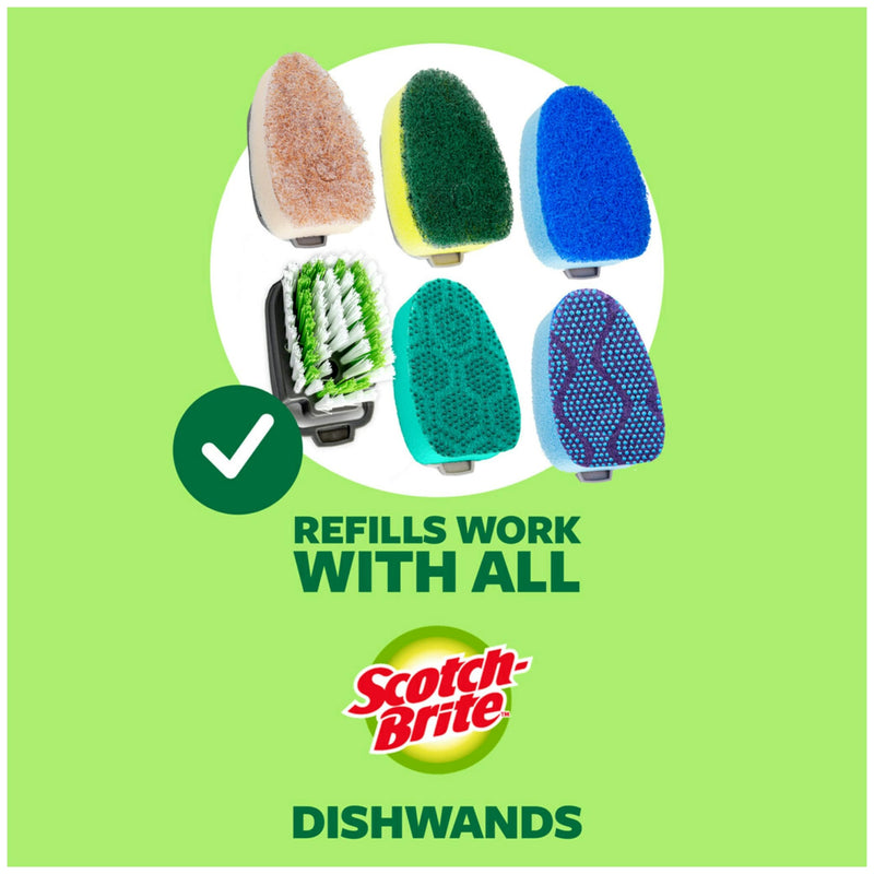 [Australia] - Scotch-Brite Non-Scratch Dishwand Kit, Includes 1 Wand & 7 Refill Pads, Keep Hands Out of the Mess Dishwand + 8 Refills 