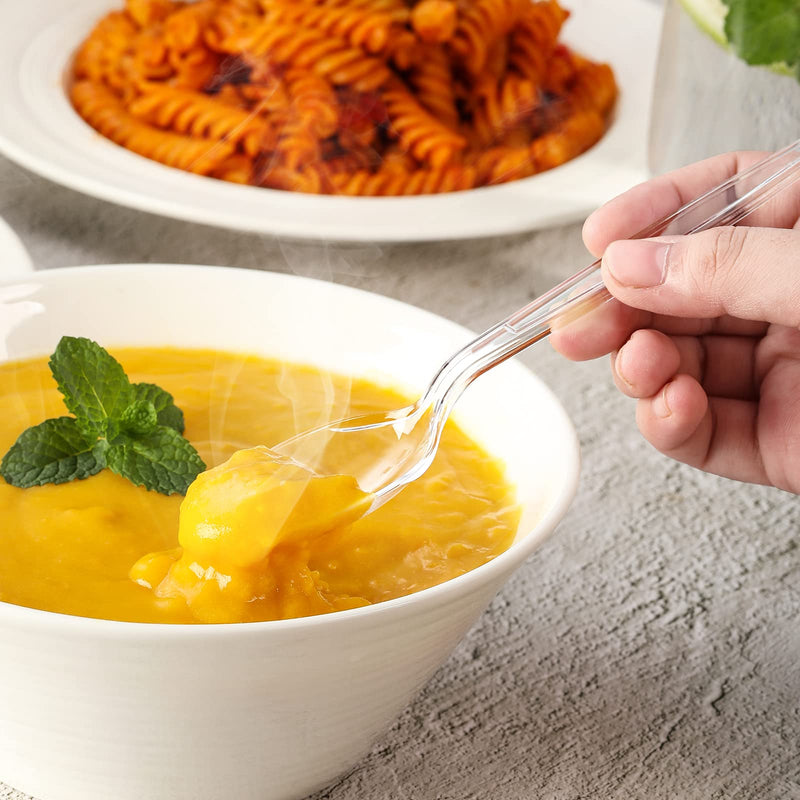 [Australia] - [100 Count] Clear Plastic Spoons Heavy Duty, Premium Disposable Spoons, Durable Plastic Cutlery for for Parties, Picnics, Big Event, Daily Use - Heat Resistant & BPA Free - Clear 